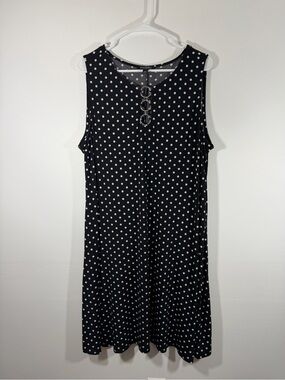 Roz & Ali Polka Dot Sleeveless A-Line Dress - Black/White